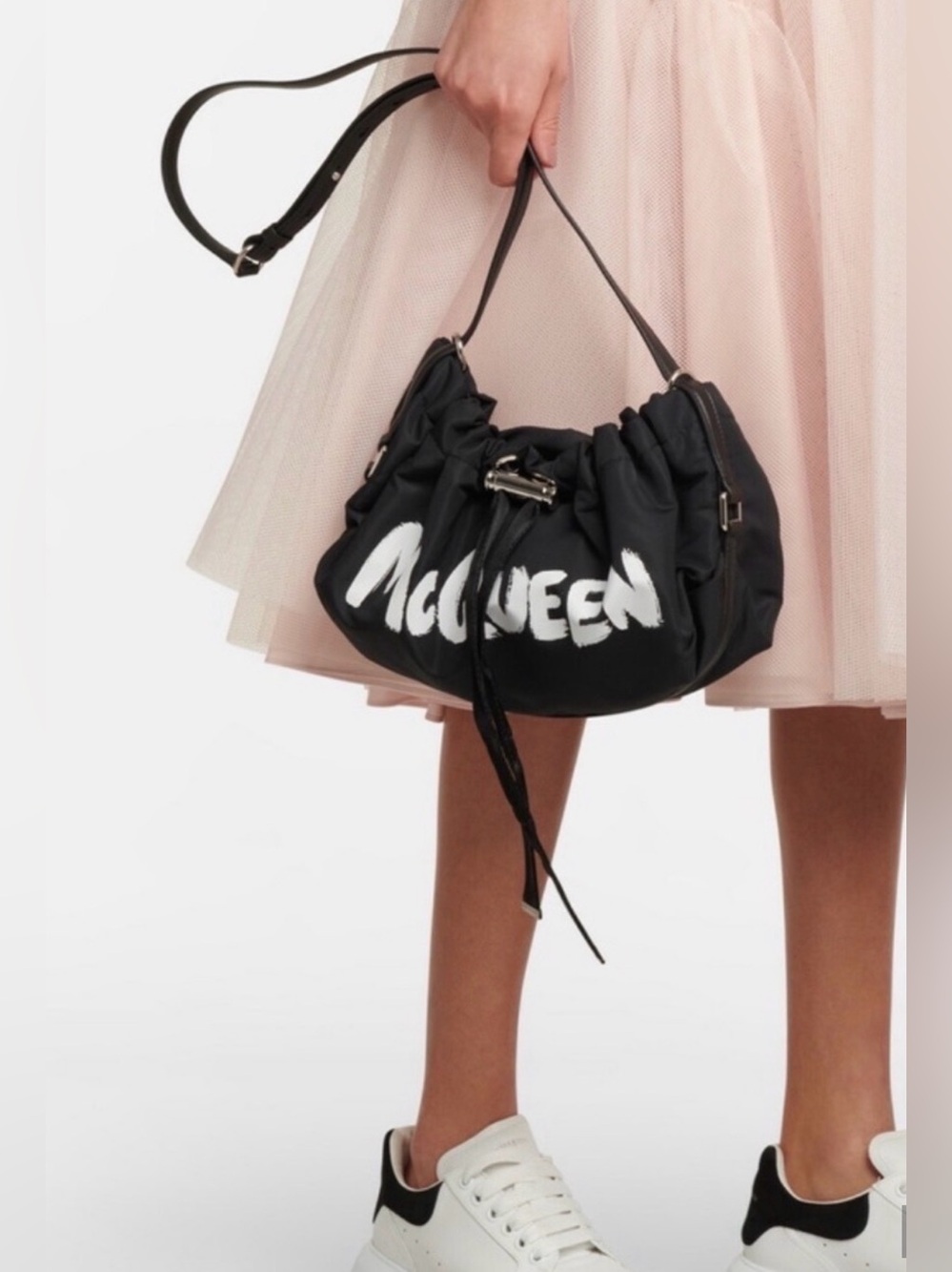 Alexander McQueen Black Graffiti Logo Drawstring Duffel